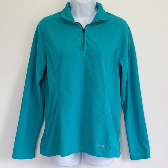 EDDIE BAUER Quarter Zip Fleece Sweatshirt Teal Womens Medium - Picture 1 of 8